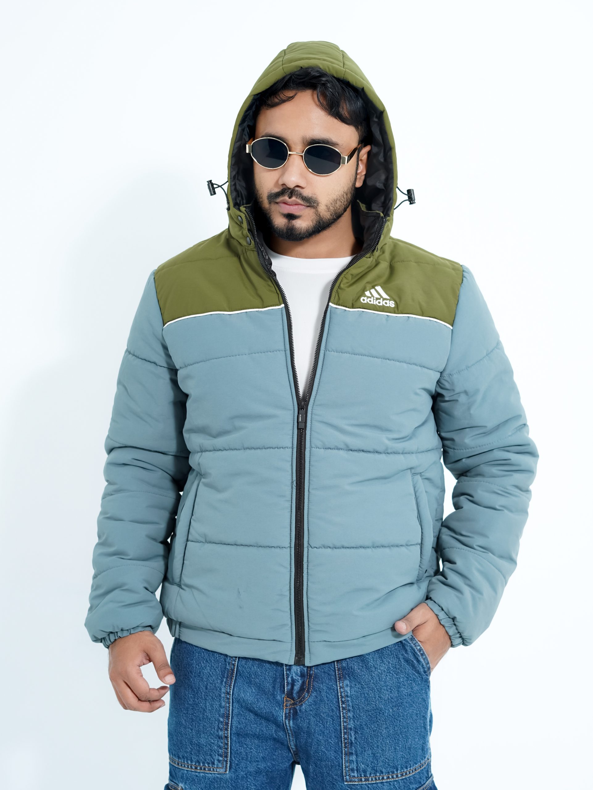 Long Sleeve Puffer Jacket (Sky/ Olive)