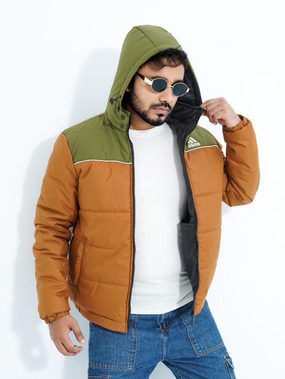 Long Sleeve Puffer Jacket (Gold / olive)