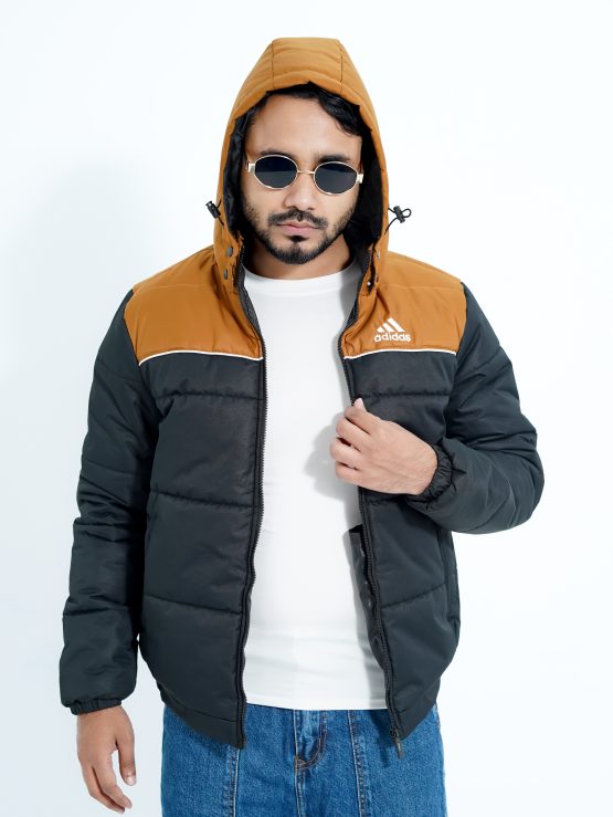 Long Sleeve Puffer Jacket (Black / Gold)